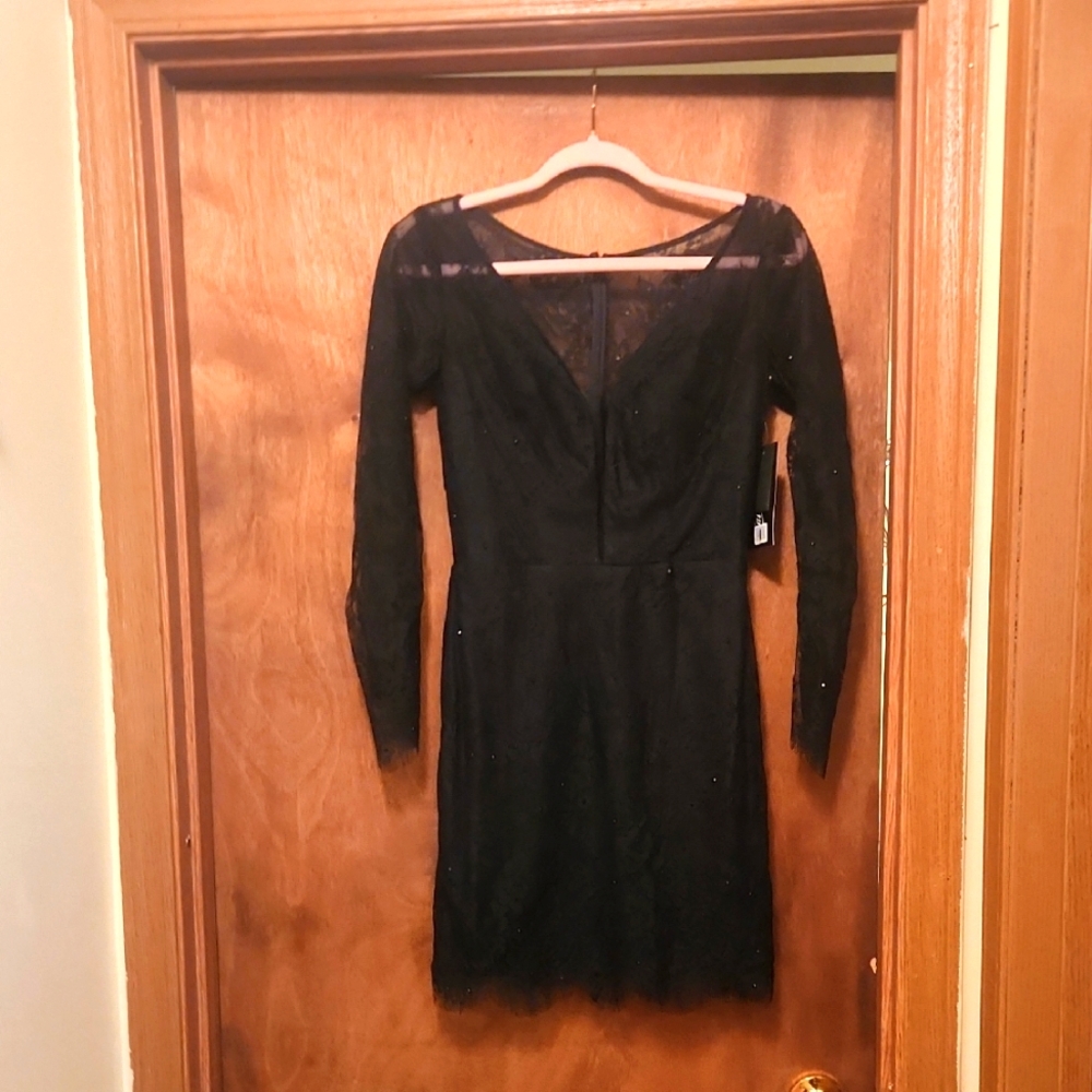 Elegant Black Lace LaFemme Dress Size 6 NEW WITH TAGS